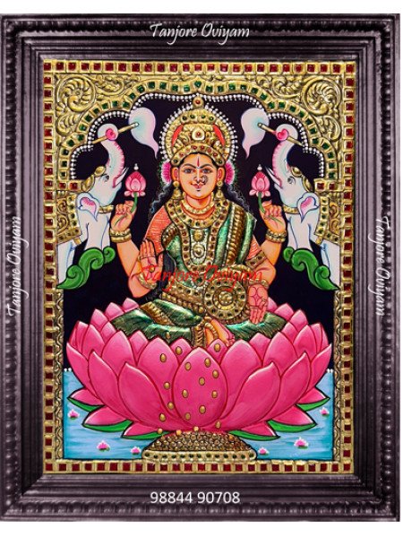 lotus Gajalakshmi Tanjore Painting