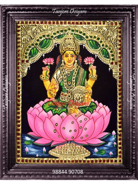 lotus Mahalakshmi Tanjore Painting