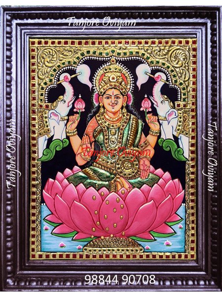 Gajalakshmi lotus Tanjore Painting