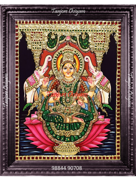 lotus Gajalakshmi Tanjore Painting