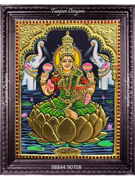lotus Gajalakshmi Tanjore Painting