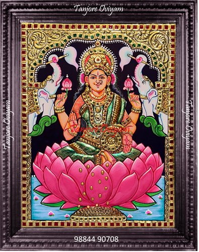 lotus Gajalakshmi Tanjore Painting