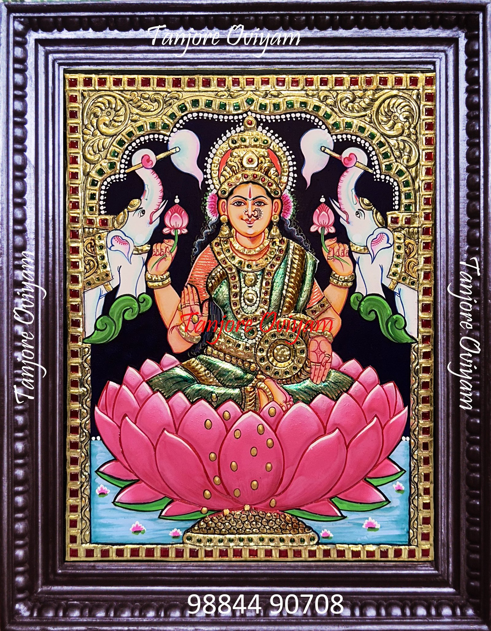 Gajalakshmi lotus Tanjore Painting