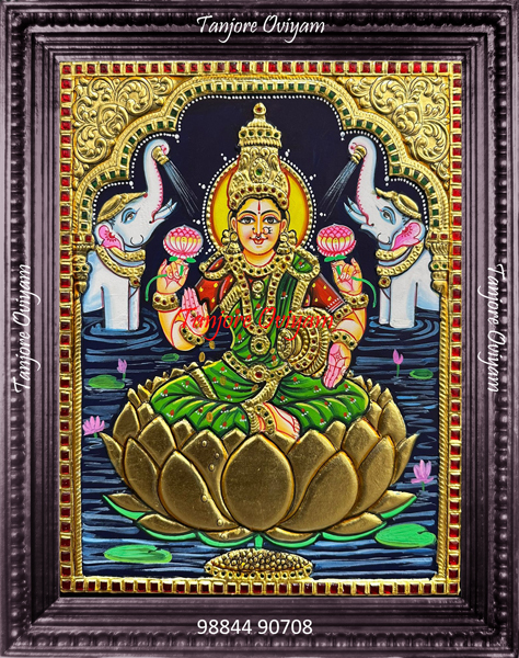 lotus Gajalakshmi Tanjore Painting